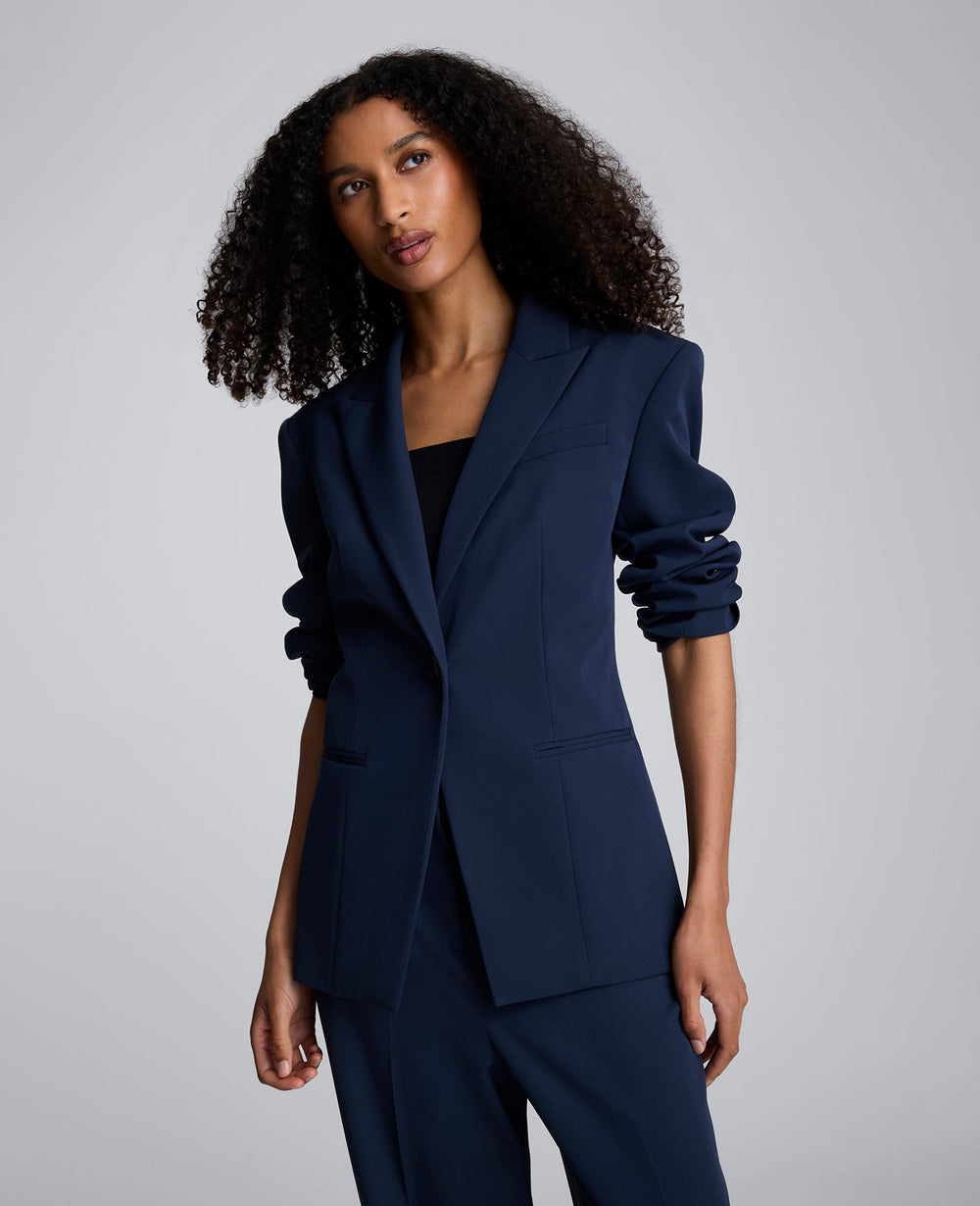 Luxe Twill Slim One Button Jacket Blue Rain