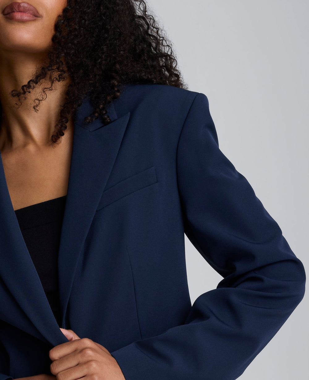 Luxe Twill Slim One Button Jacket Blue Rain