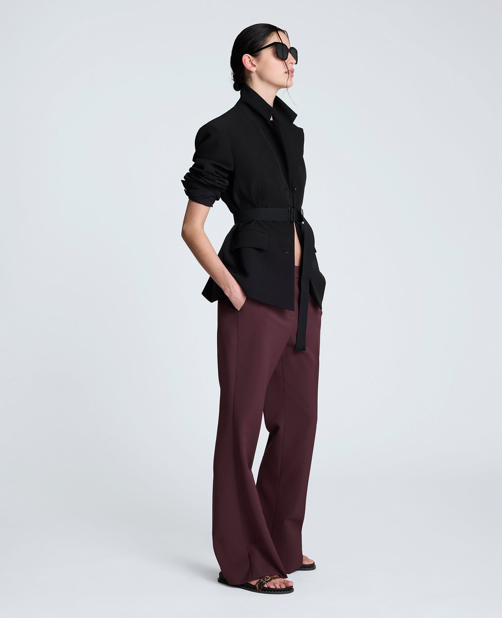 Luxe Twill Three Button Contoured Jacket Black