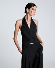 Pinstripe Halter Vest Black/Oyster