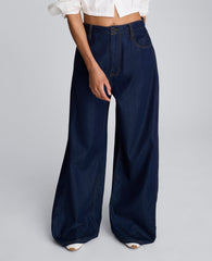Drapey Denim Wide Leg Pant Ocean Rinse Wash