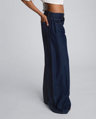 Drapey Denim Wide Leg Pant Ocean Rinse Wash