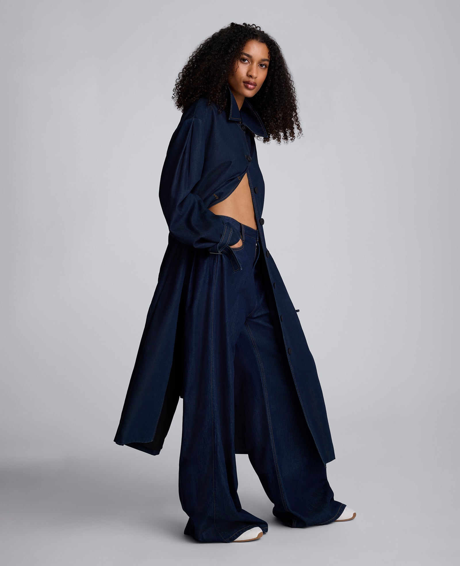 Drapey Denim Wide Leg Pant Ocean Rinse Wash