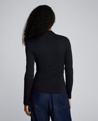 Long Sleeve Square Neck Knit Top Black