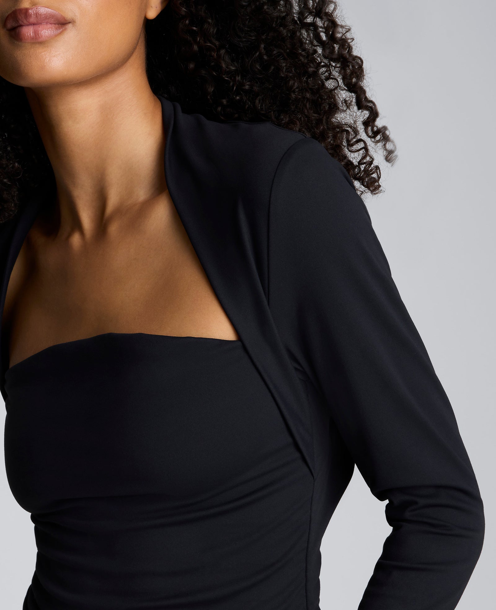Long Sleeve Square Neck Knit Top Black