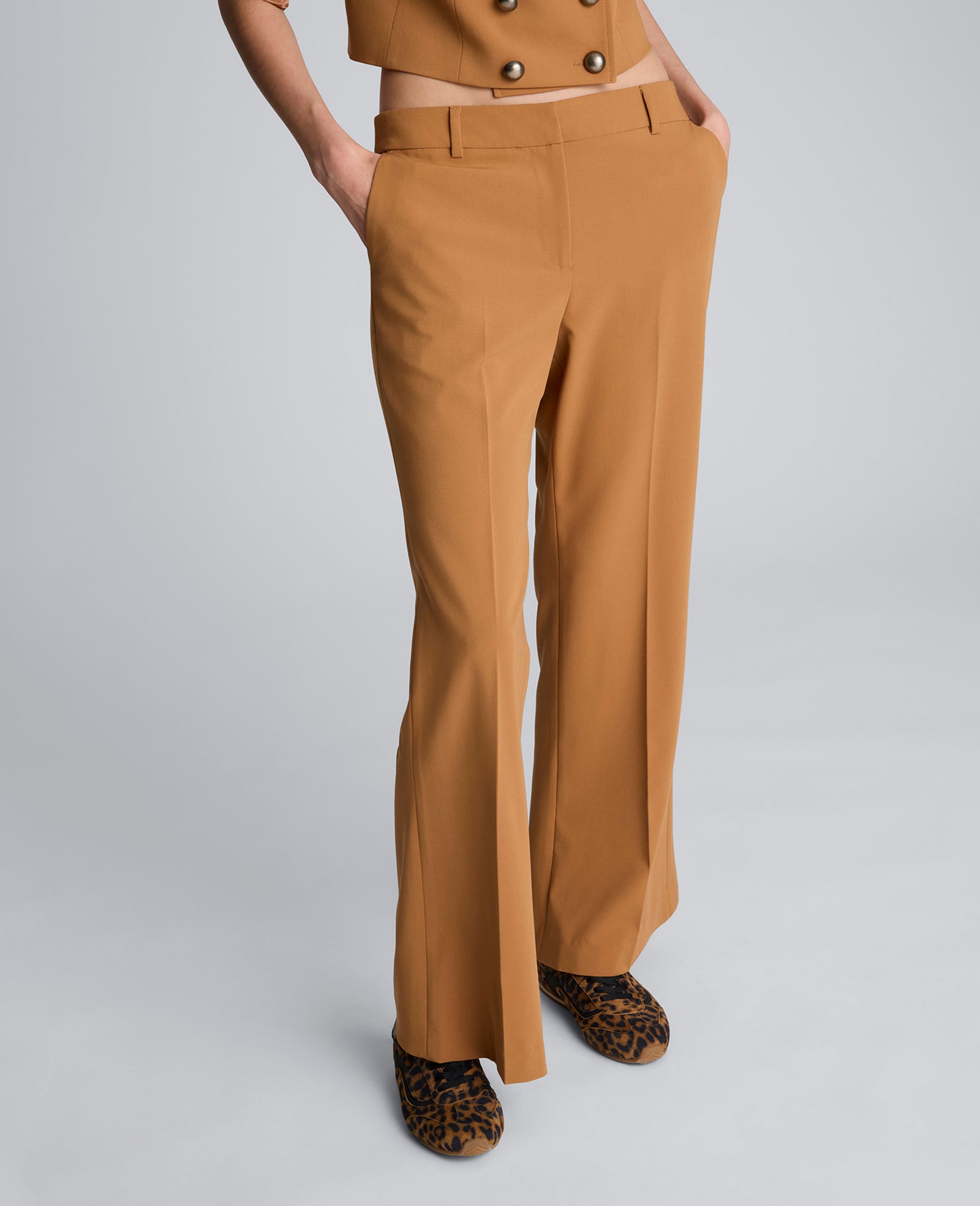 Luxe Twill Flare Leg Pant Rich Umber