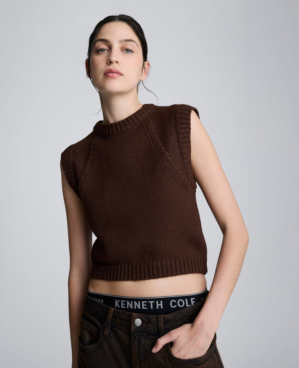 Sleeveless Crewneck Pullover Sweater Vest French Roast