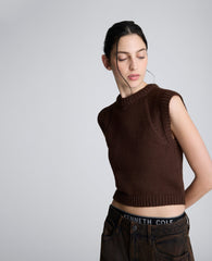 Sleeveless Crewneck Pullover Sweater Vest French Roast