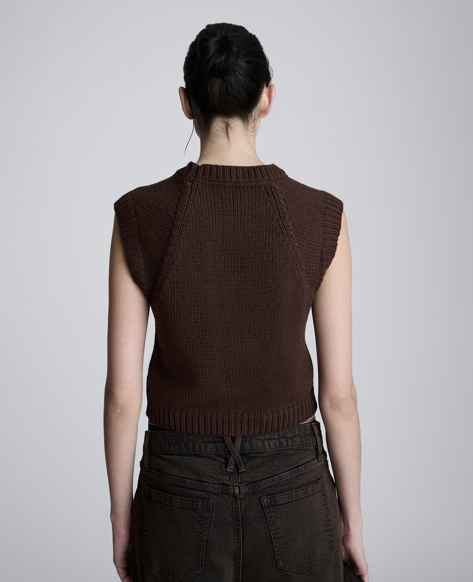 Sleeveless Crewneck Pullover Sweater Vest French Roast