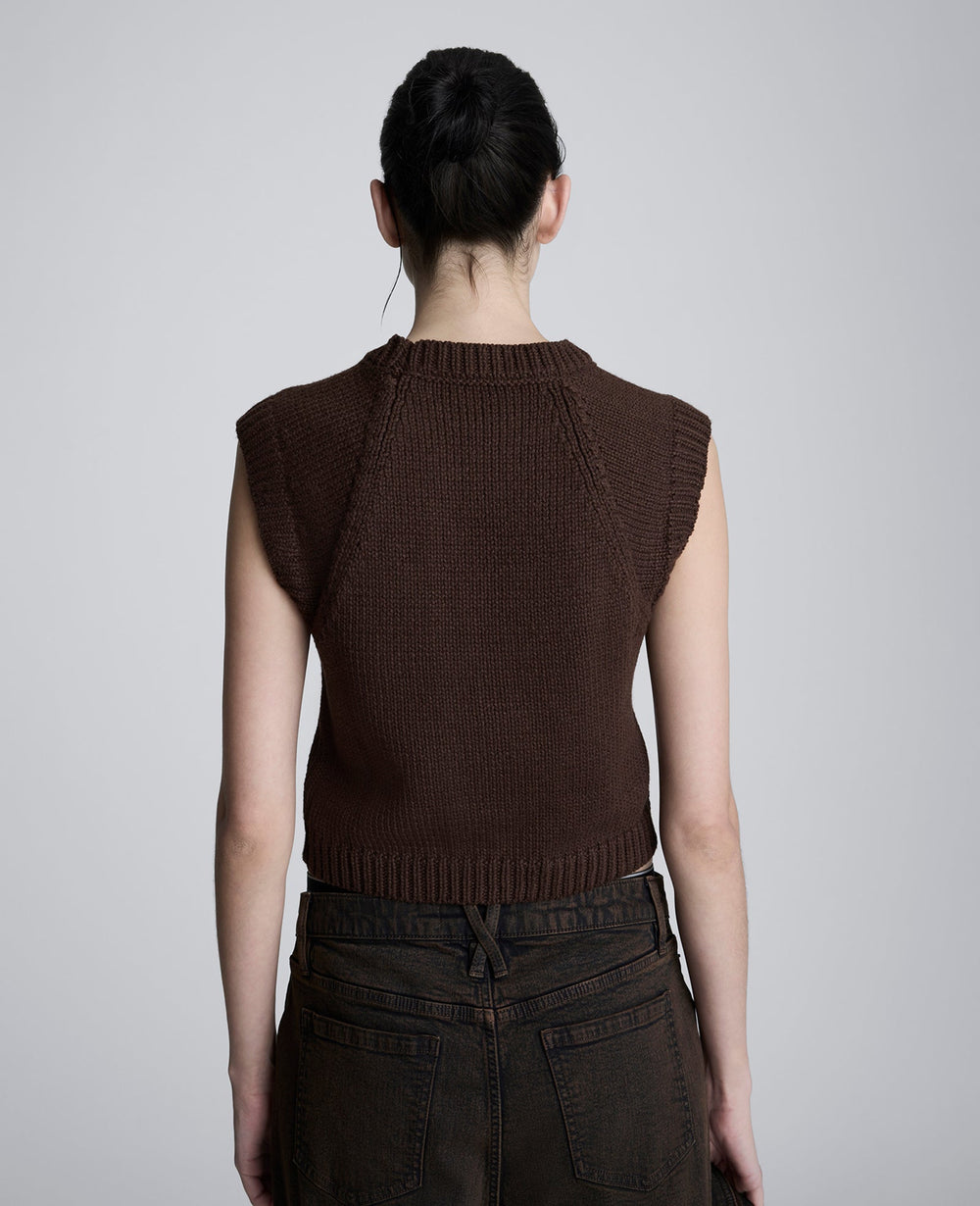 Sleeveless Crewneck Pullover Sweater Vest French Roast