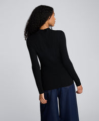 Long Sleeve Ribbed Mock Neck Sweater Black