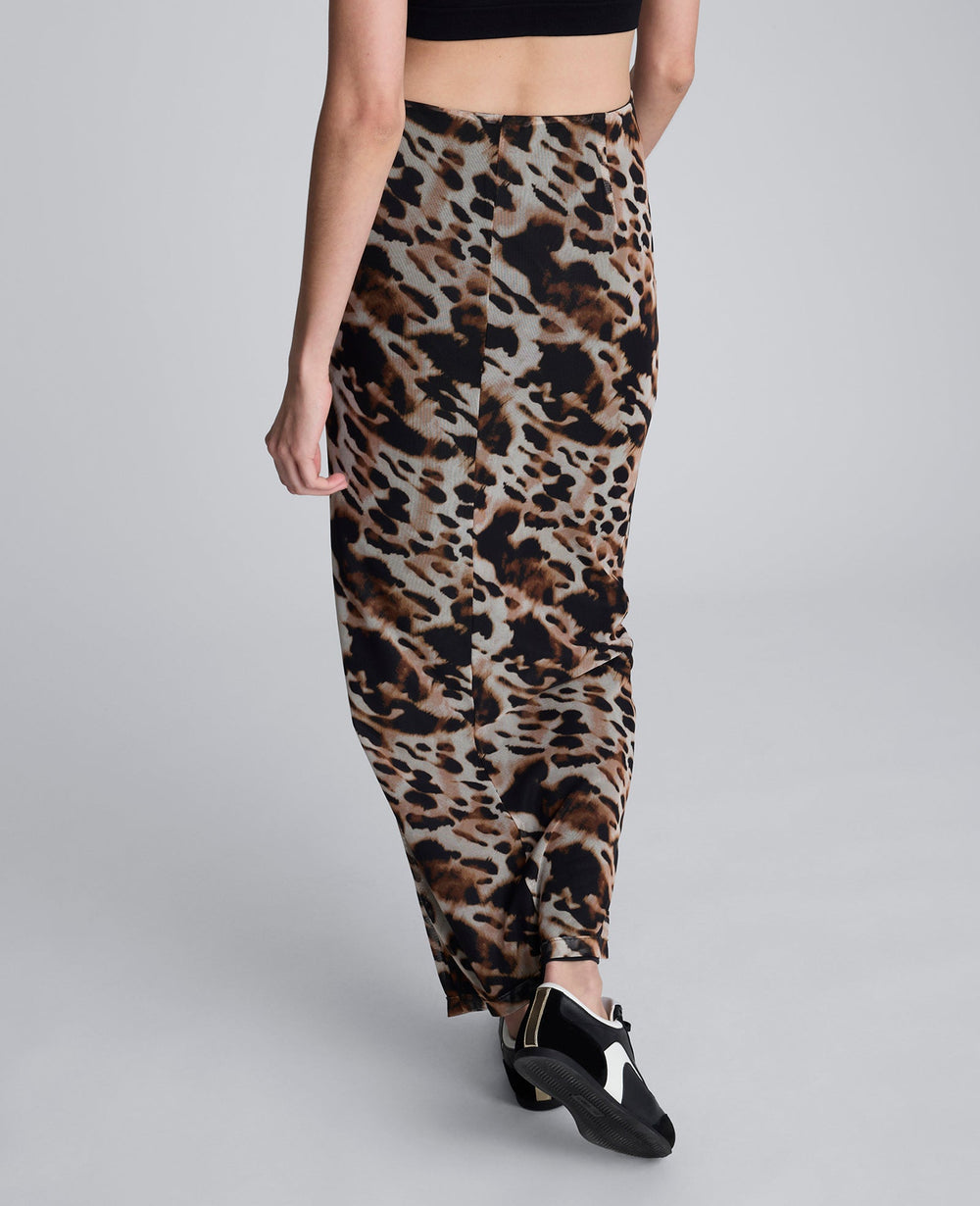 Animal Printed Pull On Mesh Skirt Black Multi