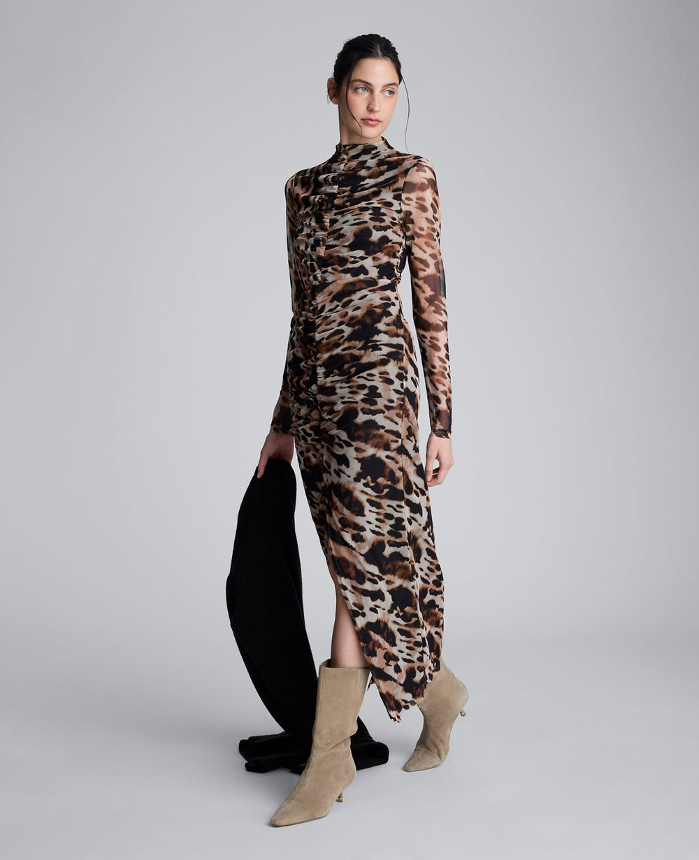 Animal Printed Pull On Mesh Skirt Black Multi