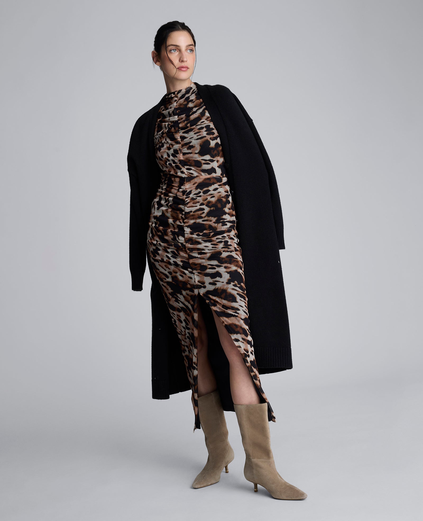 Animal Printed Pull On Mesh Skirt Black Multi
