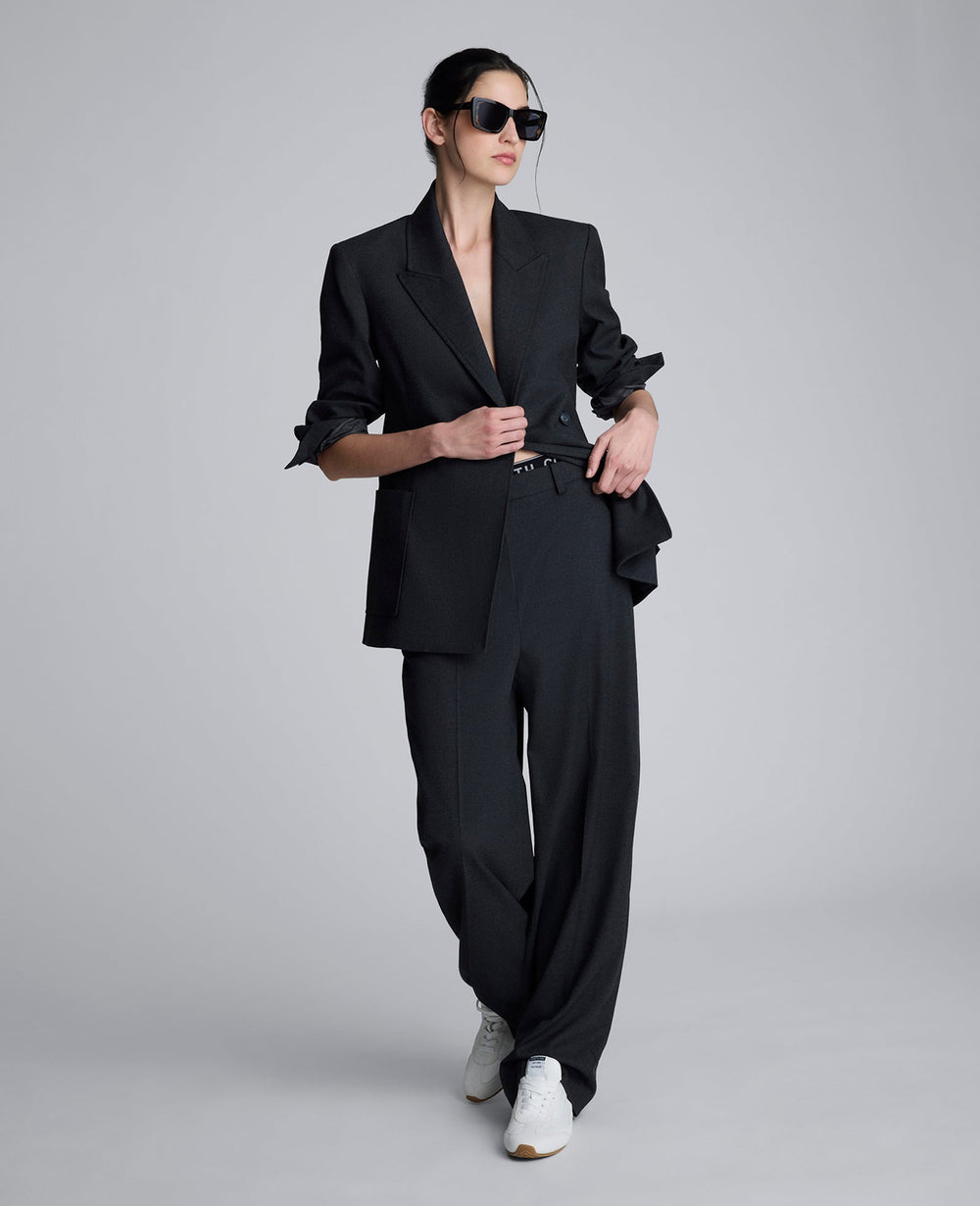 Flannel Wide Leg Pant Char Cole