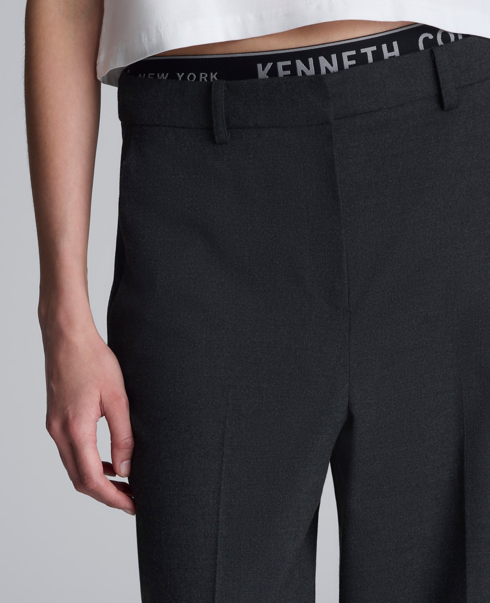 Flannel Wide Leg Pant Char Cole