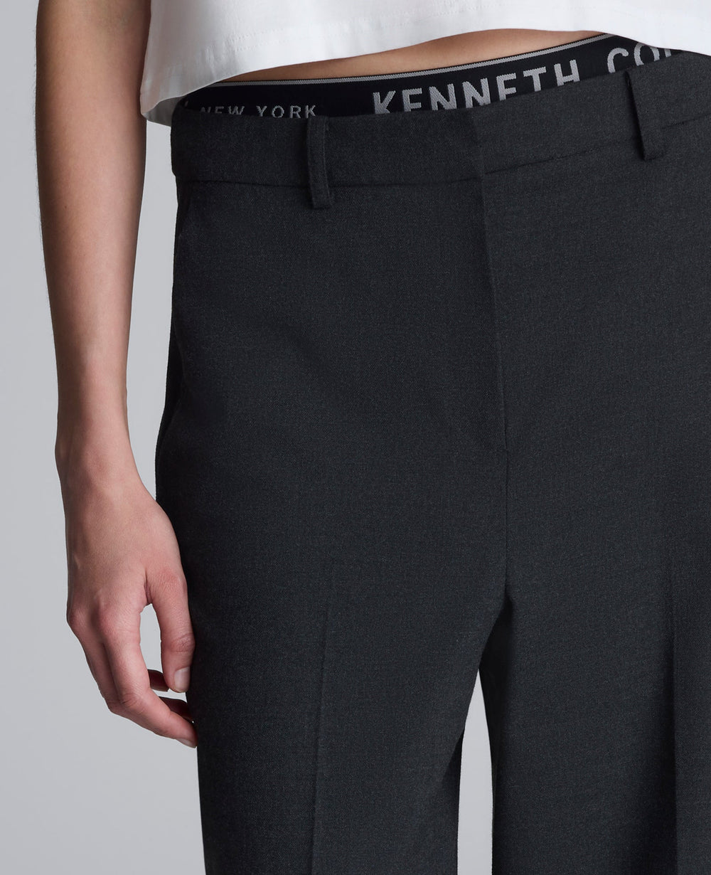 Flannel Wide Leg Pant Char Cole
