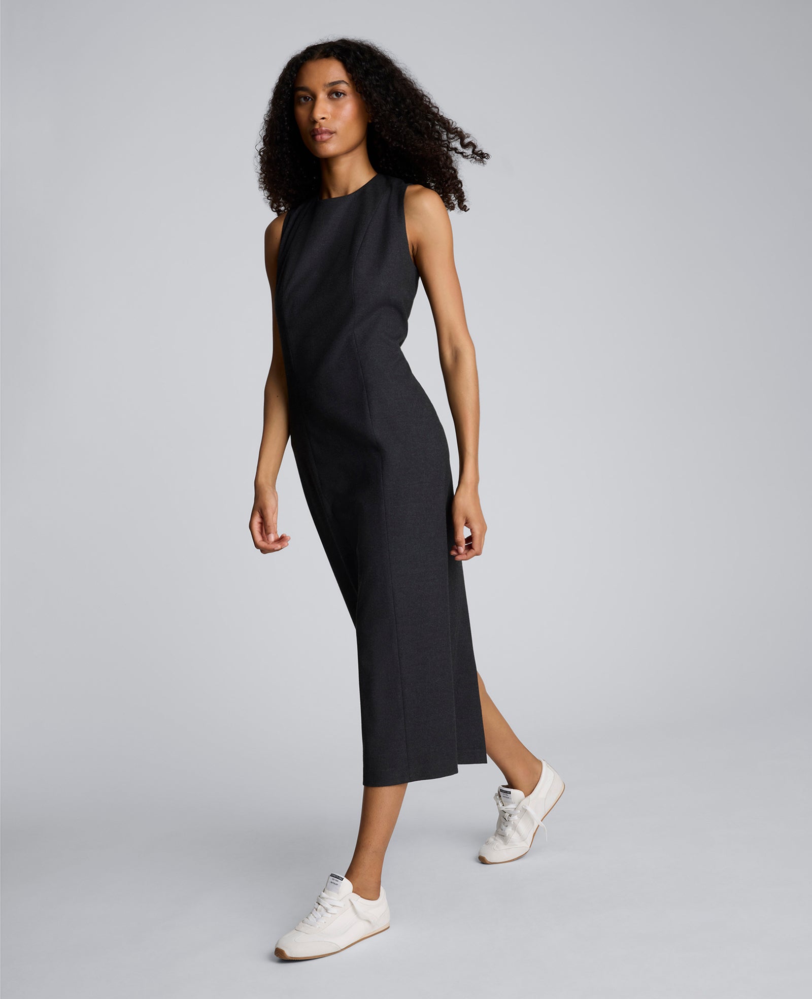 Flannel Midi Sheath Dress Char Cole
