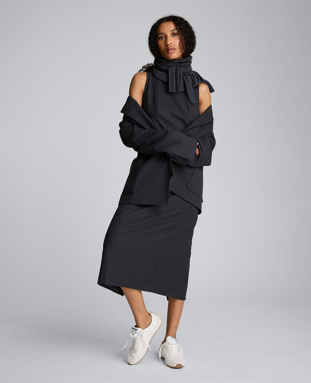 Flannel Midi Sheath Dress Char Cole