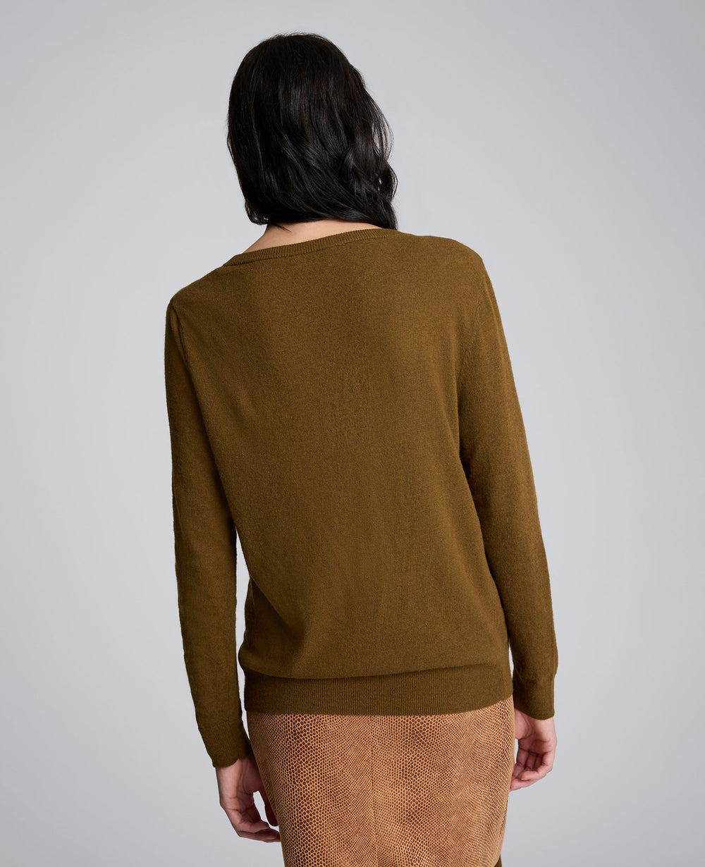 V-Neck Scarf Sweater Dk Moss