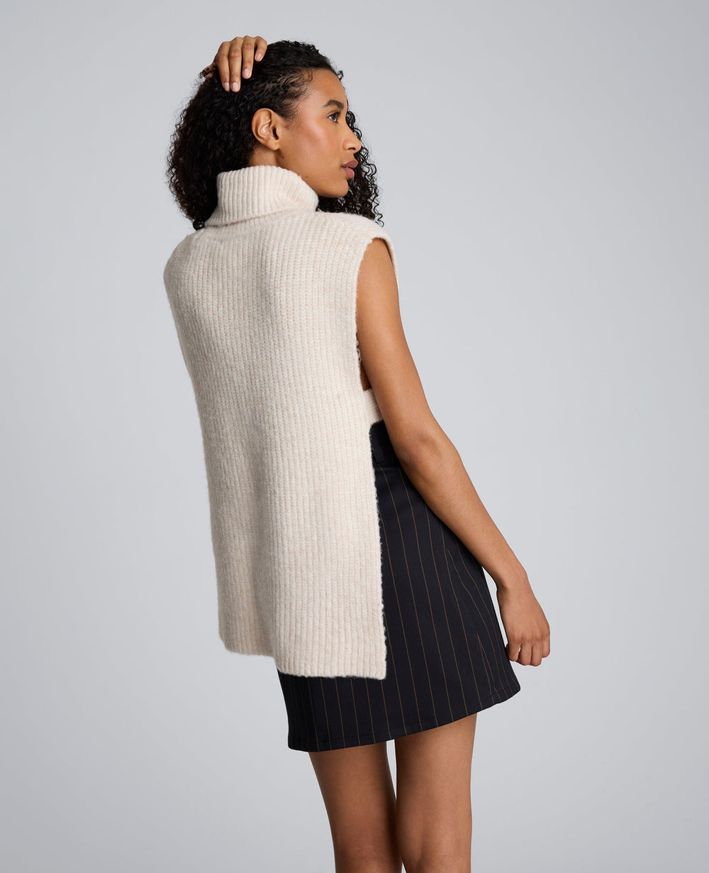 Turtleneck Sweater Vest Almond Milk Heather