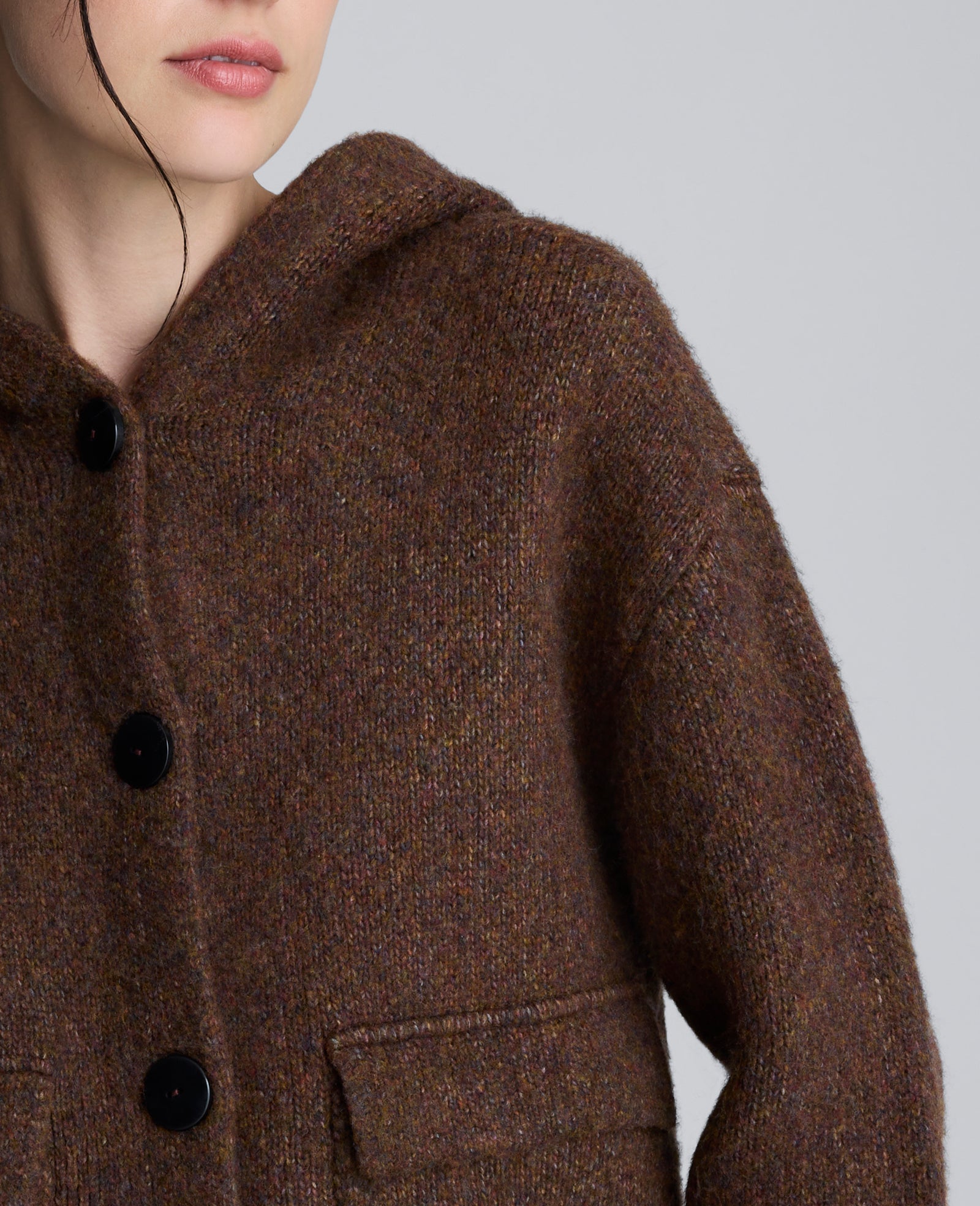 Oversized Hooded Cardigan Marsh Brown