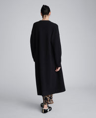 Long Button Front Cardigan Duster Black