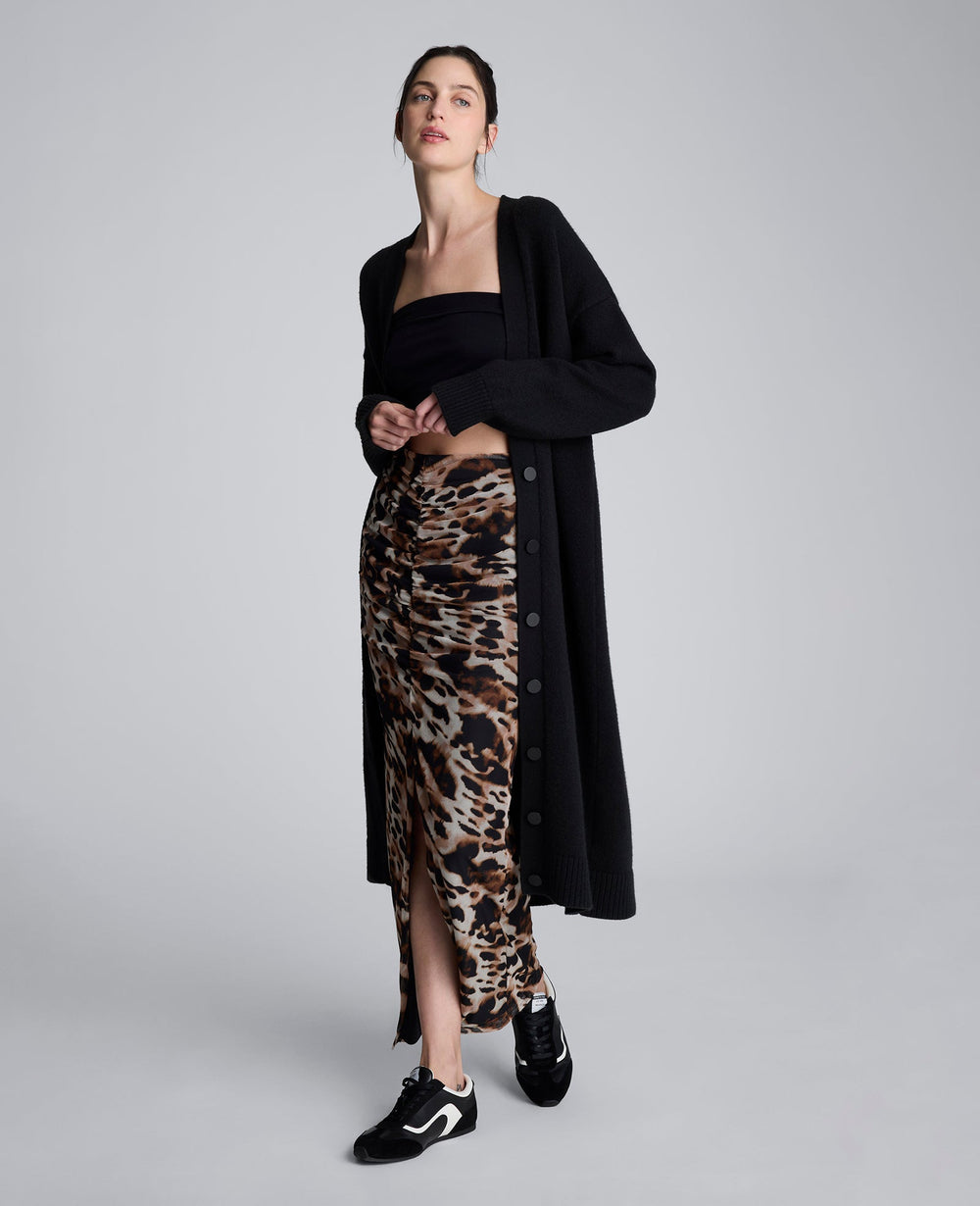 Long Button Front Cardigan Duster Black