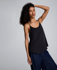 Scoop Neck Satin Cami Black