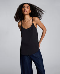 Scoop Neck Satin Cami Black