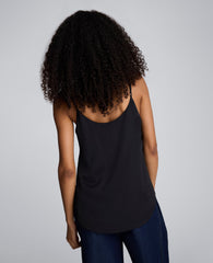 Scoop Neck Satin Cami Black