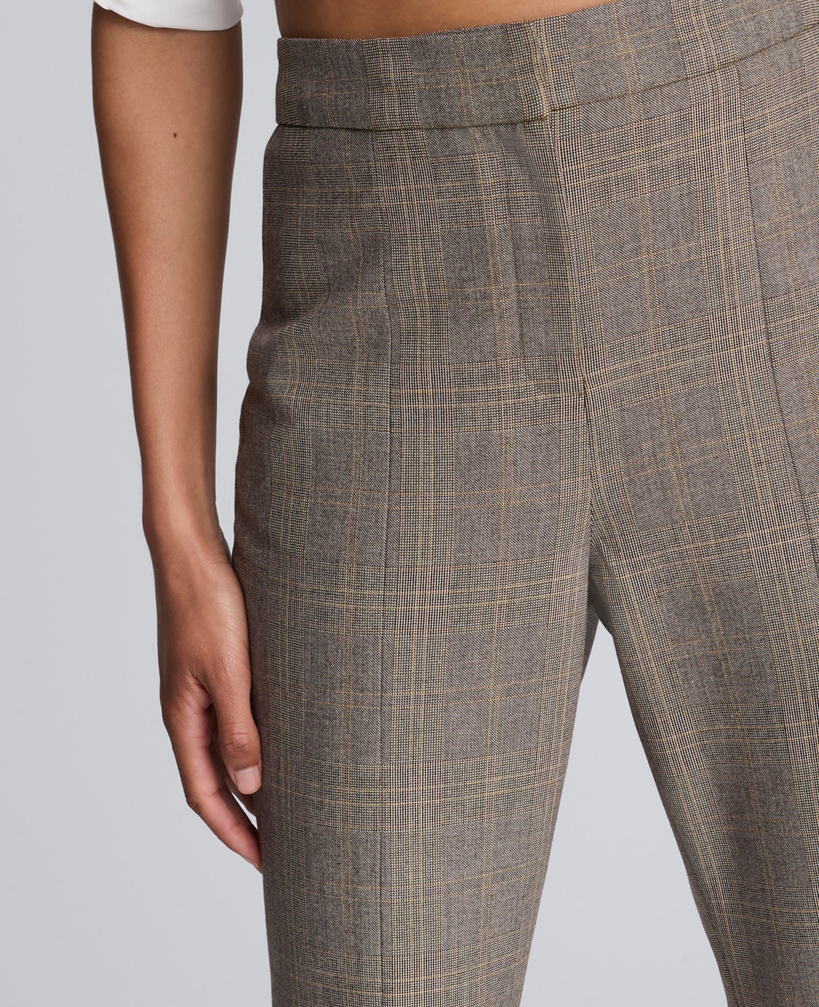 Plaid High Rise Split Front Flare Leg Pant Black Multi