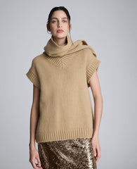 Sweater Vest With Detachable Scarf Gazelle Camel