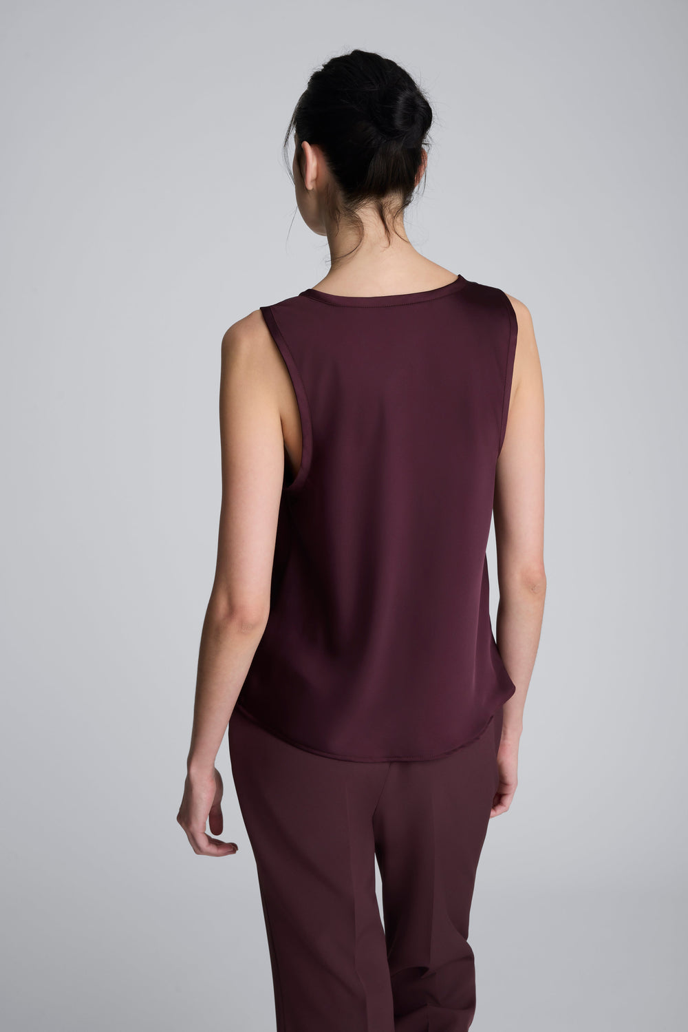 Satin Scoop Neck Tank Dk Aubergine
