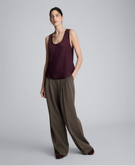 Satin Scoop Neck Tank Dk Aubergine