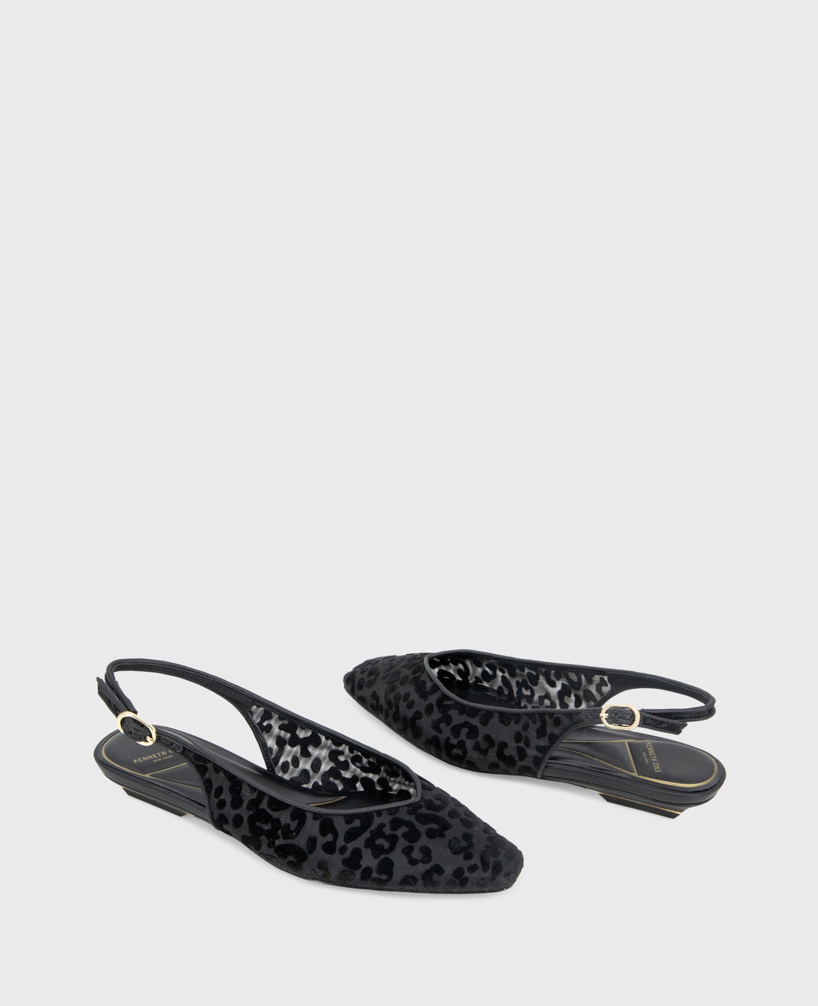 Berkette Leopard Flocked Mesh Slingback Black Leo Mesh