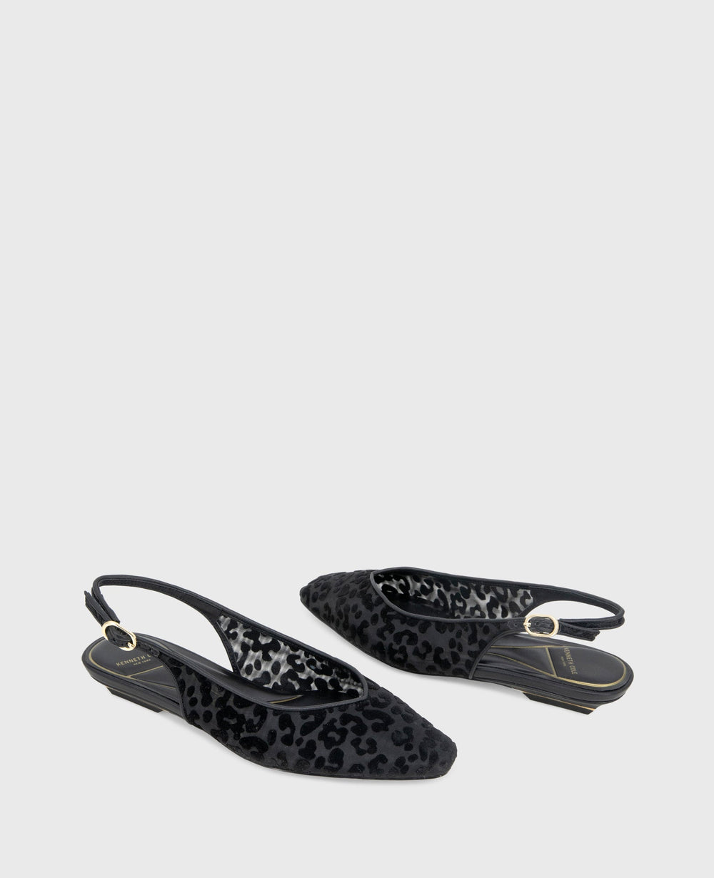 Berkette Leopard Flocked Mesh Slingback Black Leo Mesh