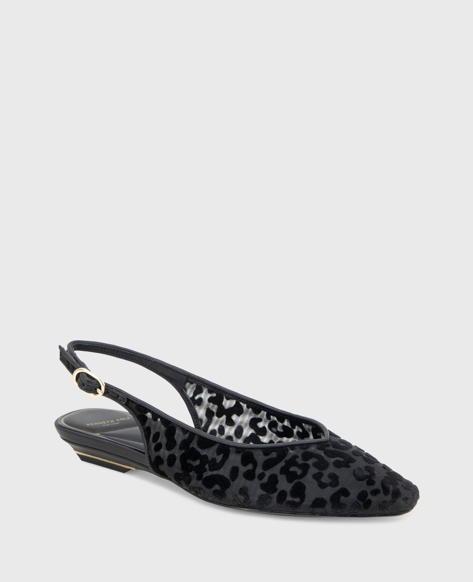 Berkette Leopard Flocked Mesh Slingback Black Leo Mesh