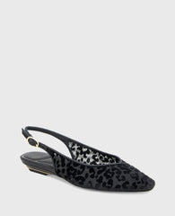 Berkette Leopard Flocked Mesh Slingback Black Leo Mesh