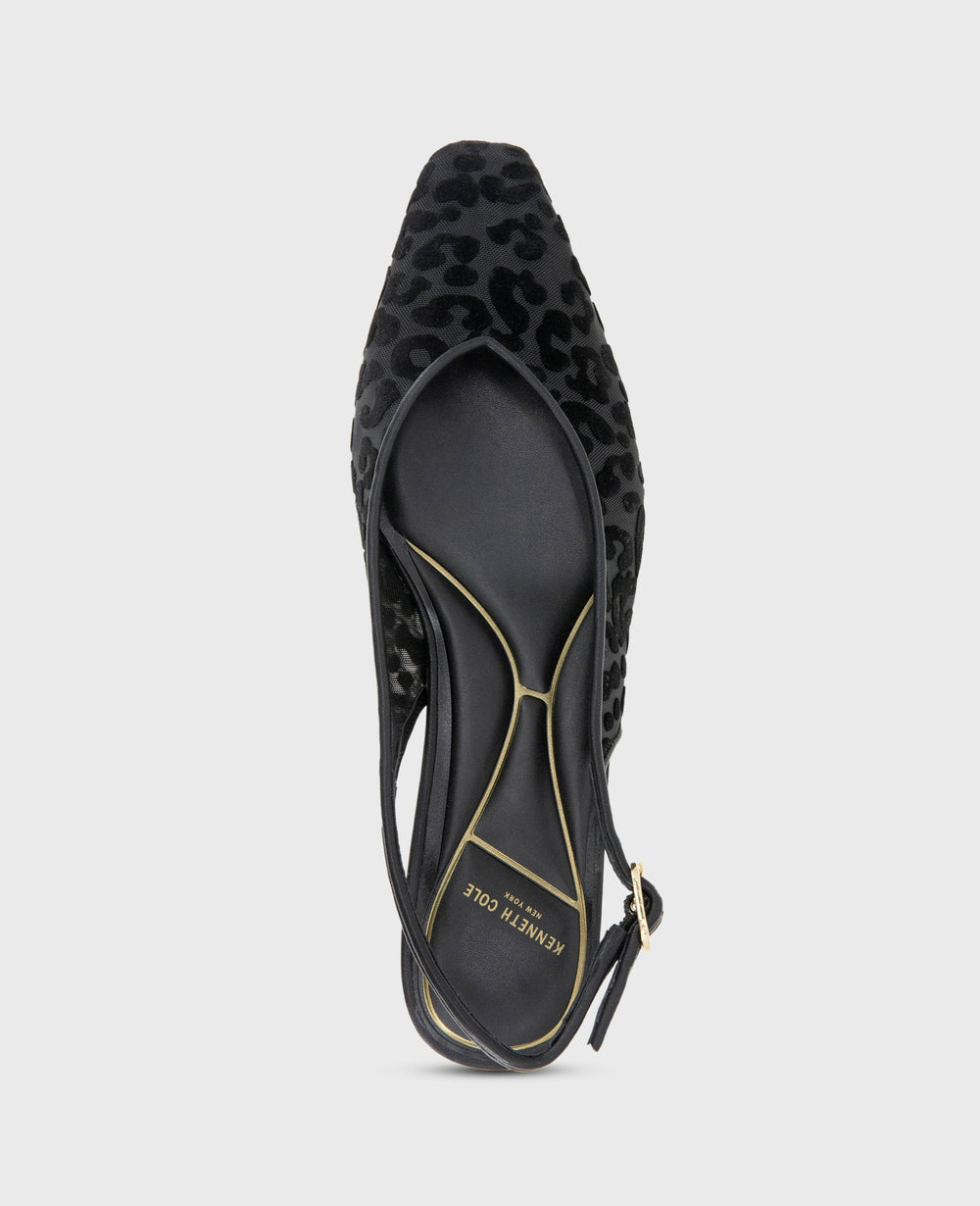 Berkette Leopard Flocked Mesh Slingback Black Leo Mesh