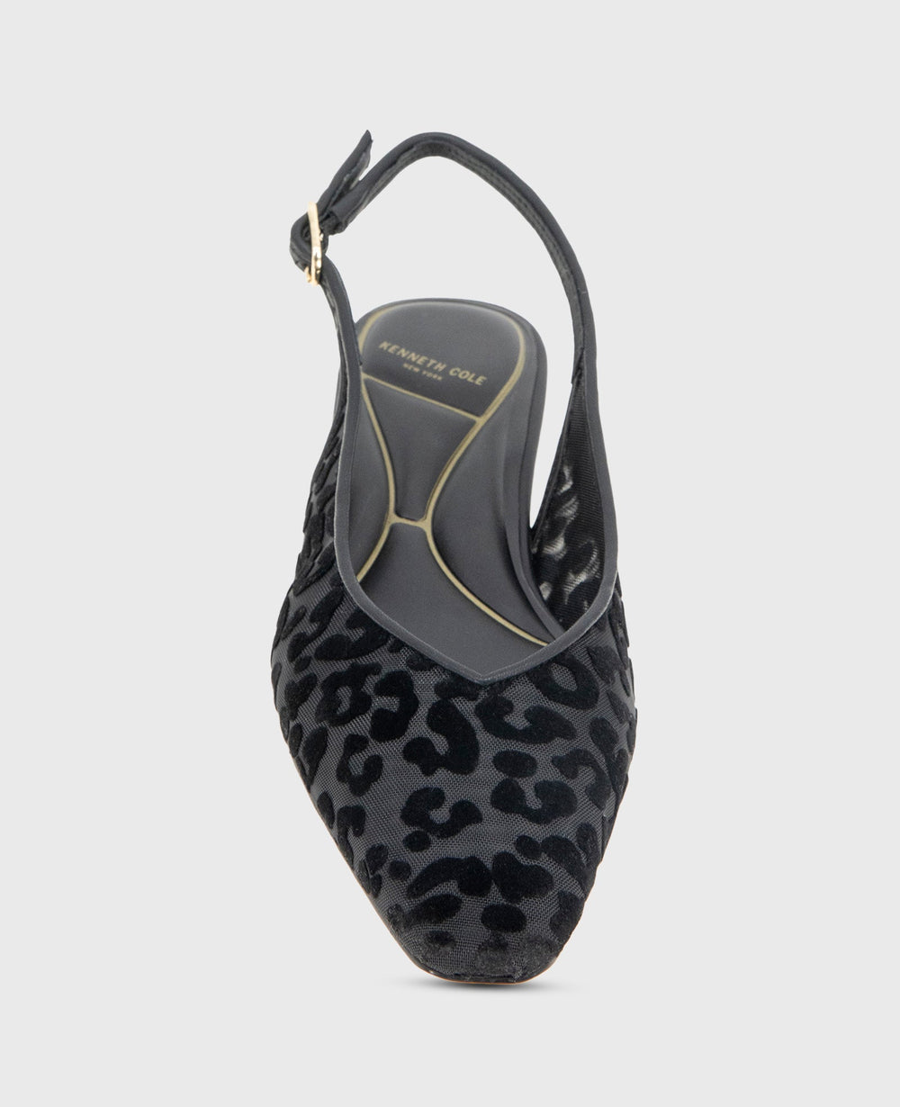 Berkette Leopard Flocked Mesh Slingback Black Leo Mesh