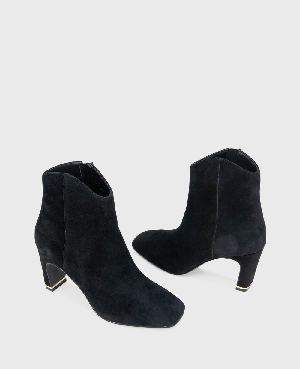 Grizelda Suede Heel Boot Black Suede