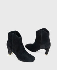Grizelda Suede Heel Boot Black Suede