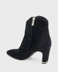 Grizelda Suede Heel Boot Black Suede