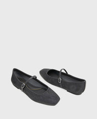 Jasper Calf Hair Ballet Flat Charcole Calf Hair