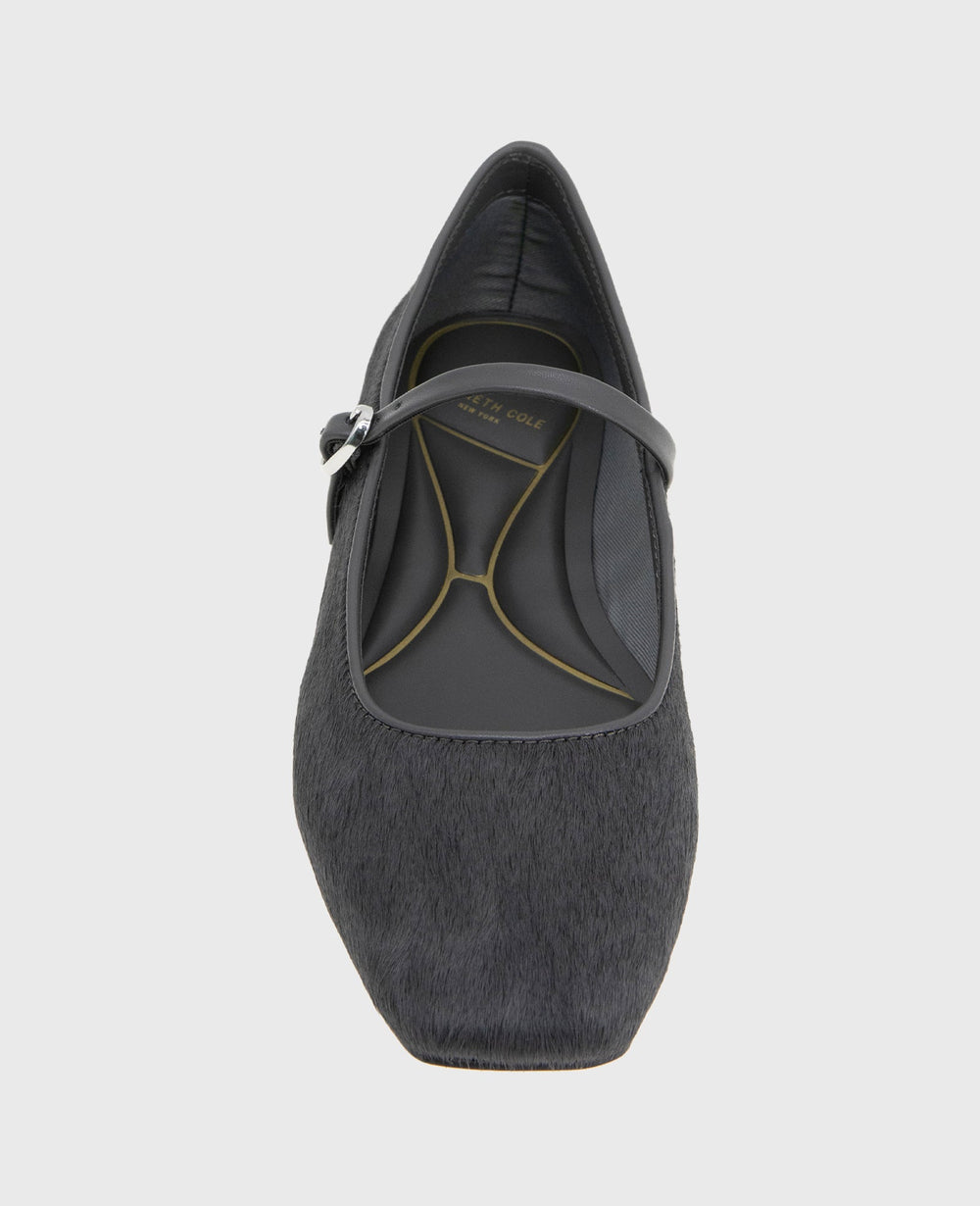 Jasper Calf Hair Ballet Flat Charcole Calf Hair