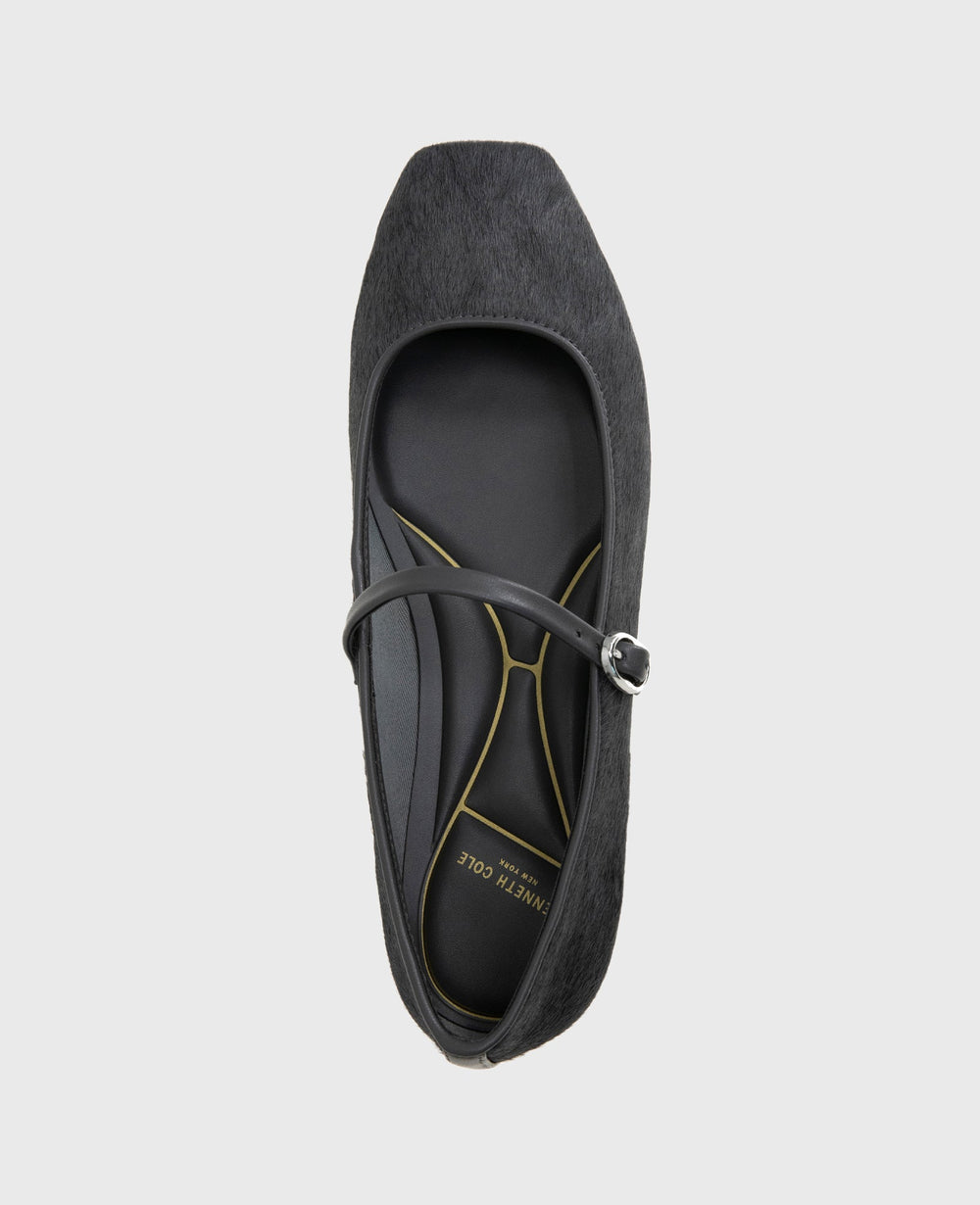 Jasper Calf Hair Ballet Flat Charcole Calf Hair