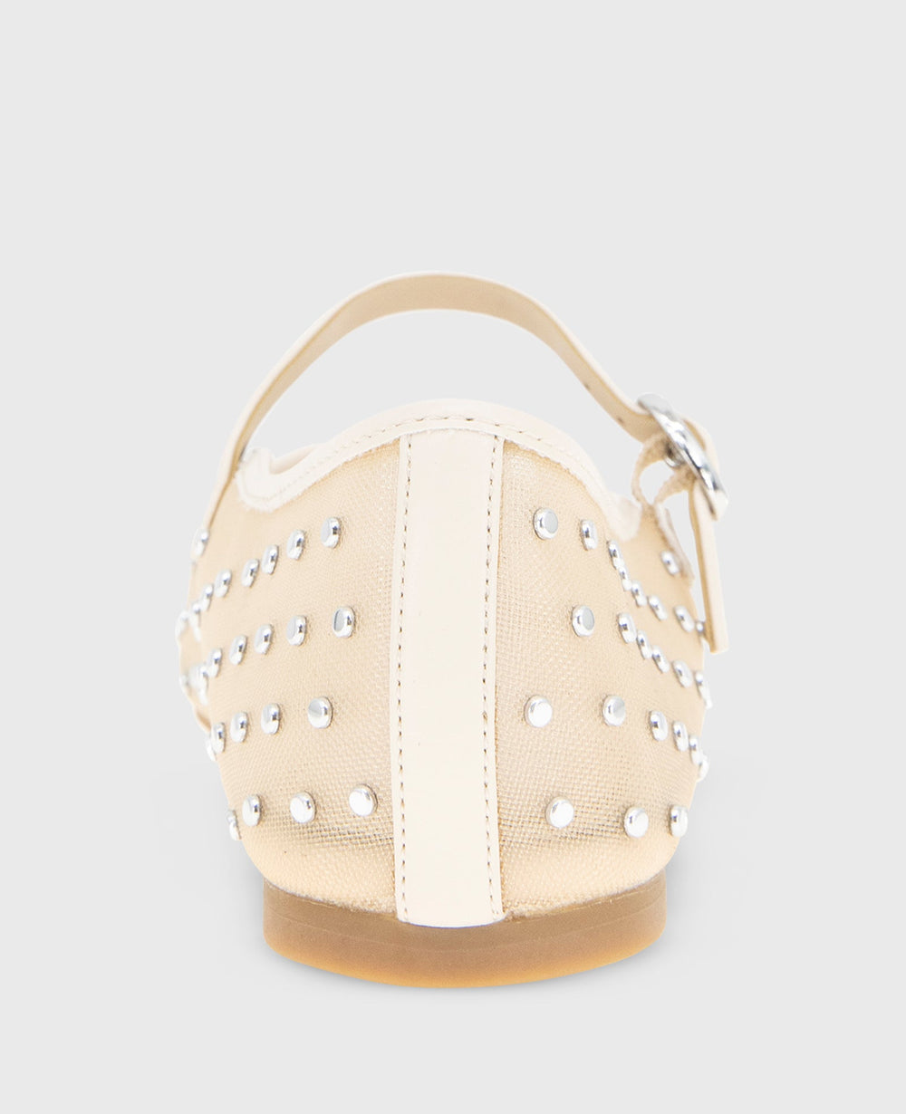 Jasper Mesh Micro Stud Ballet Flat Nude Mesh