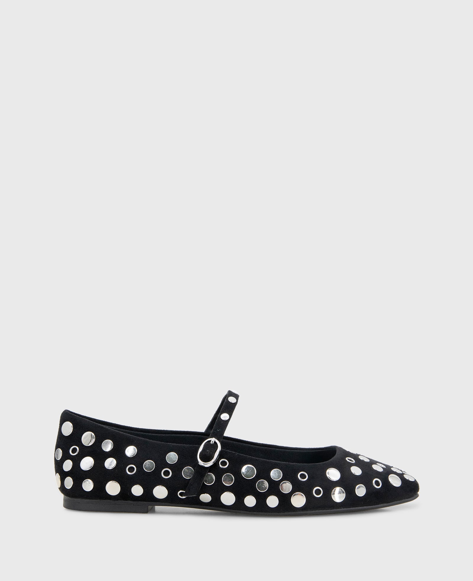 Jasper Suede Stud Ballet Flat Black