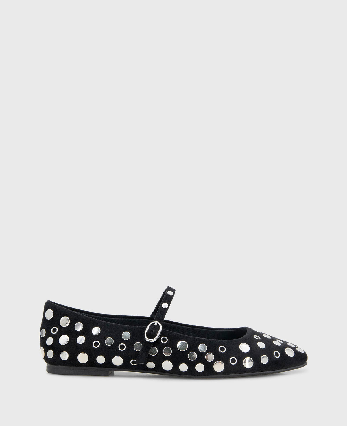 Jasper Suede Stud Ballet Flat Black